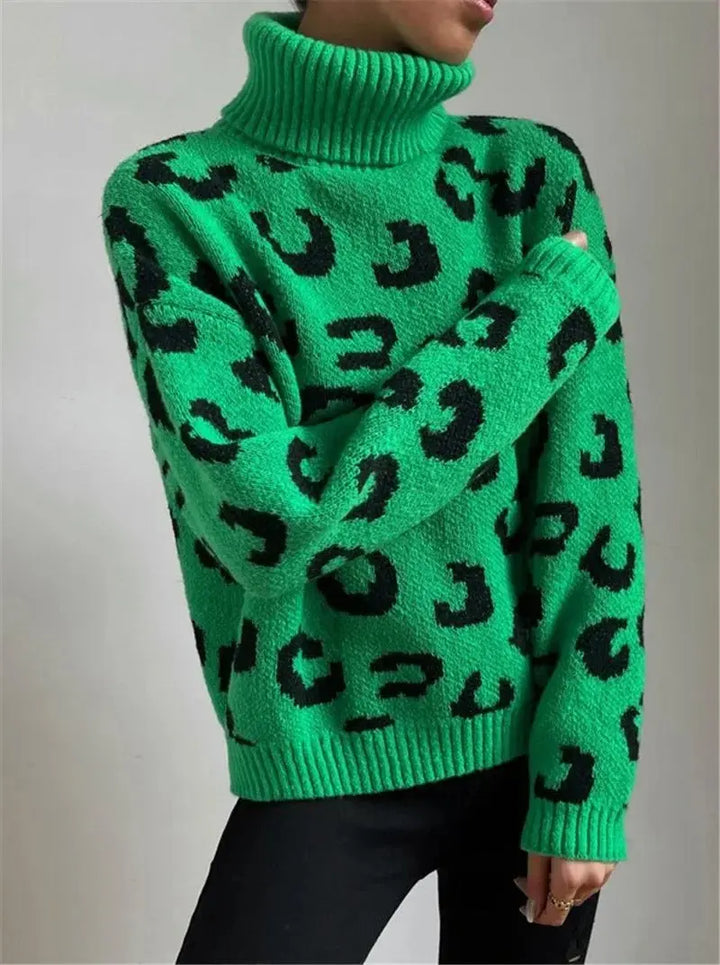 Lässiger Rollkragenpullover Mit Leopardenmuster Für Frauen Mivona