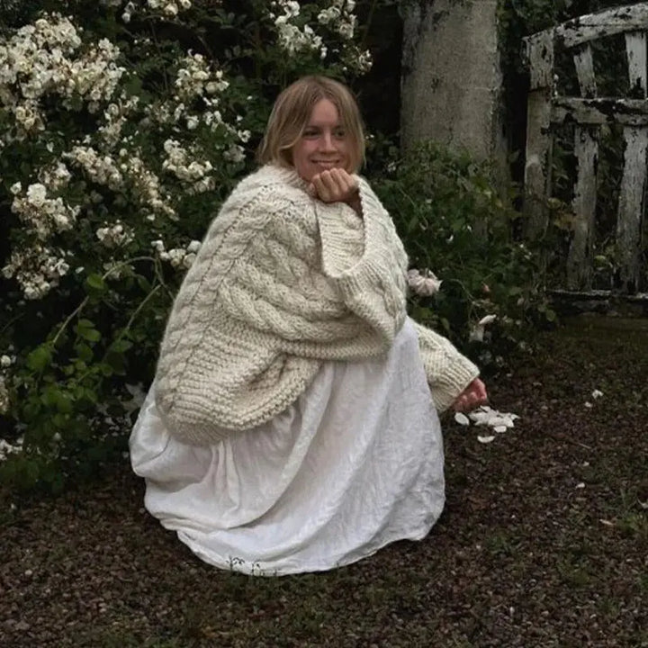Vintage-Strickpullover mit Rundhalsausschnitt für Frauen Mivona