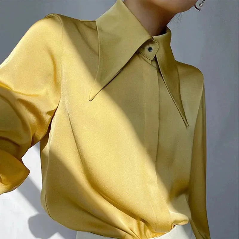 Edle Satinbluse mit Langen Ärmeln für Damen Mivona