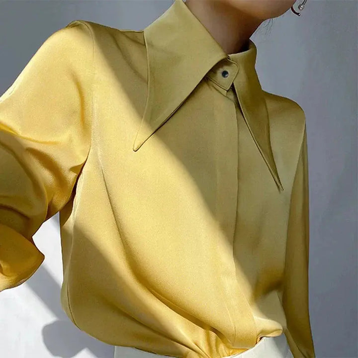 Edle Satinbluse mit Langen Ärmeln für Damen Mivona