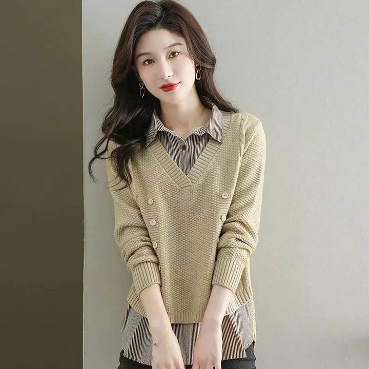 Gemütliches zweiteiliges Strickpullover-Set Für Frauen Mivona