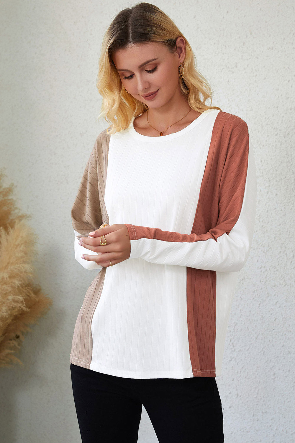 Pullover Mit Farbblock-Design Und Dolman-Ärmeln Für Frauen Mivona
