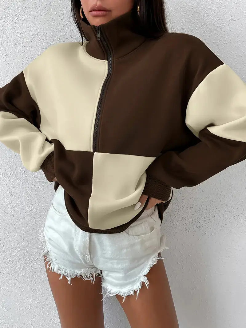 Bequemer Sweatshirt mit Farbakzenten für Damen Mivona