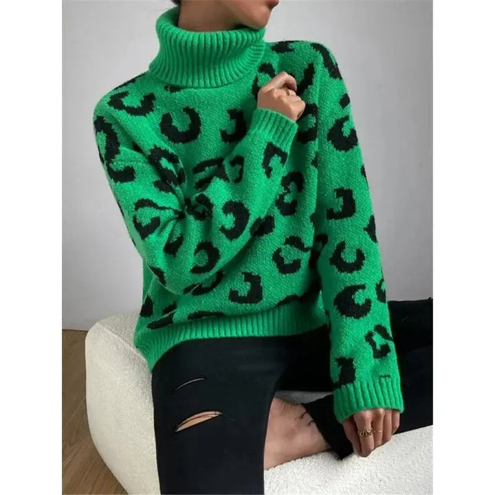 Lässiger Rollkragenpullover Mit Leopardenmuster Für Frauen Mivona