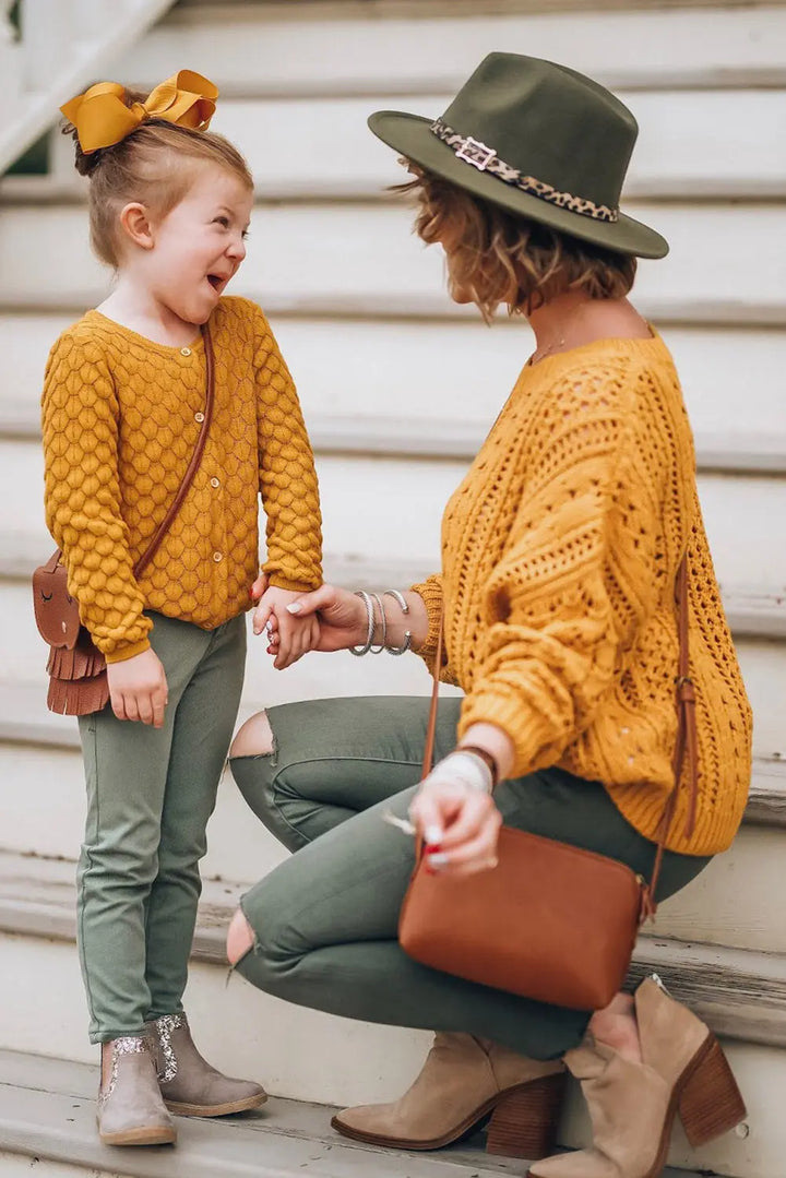 Ingwerfarbener Hohler Zopfmusterpullover Damenmode Für Frauen Mivona