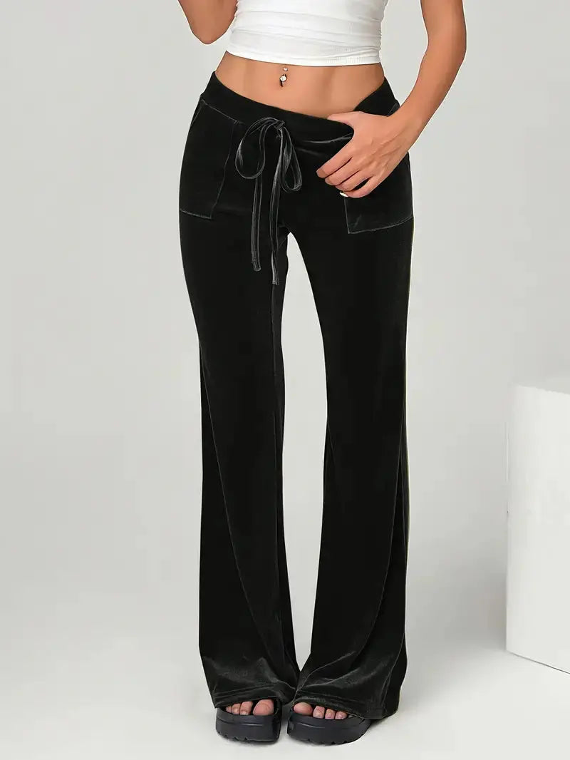 Elegante Weite Samthose mit fließendem Schnitt für Frauen Mivona
