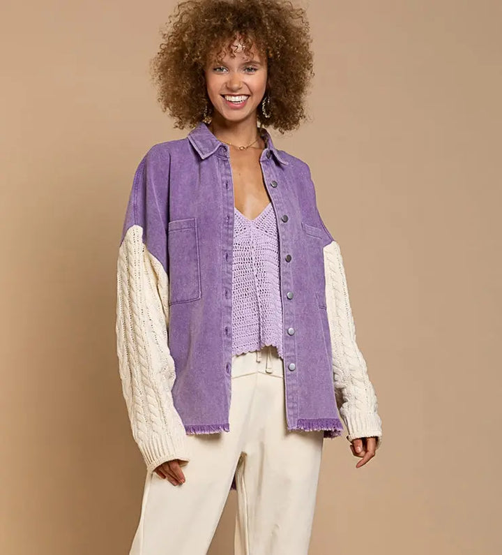 Jeansjacke mit Strickärmeln für eine stilvolle Mischung für Damen Mivona