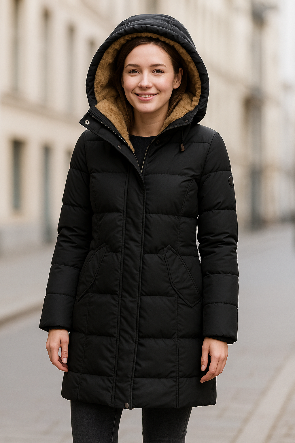 Steppmantel Mit Kapuze Freizeit Alltagskleidung Damen