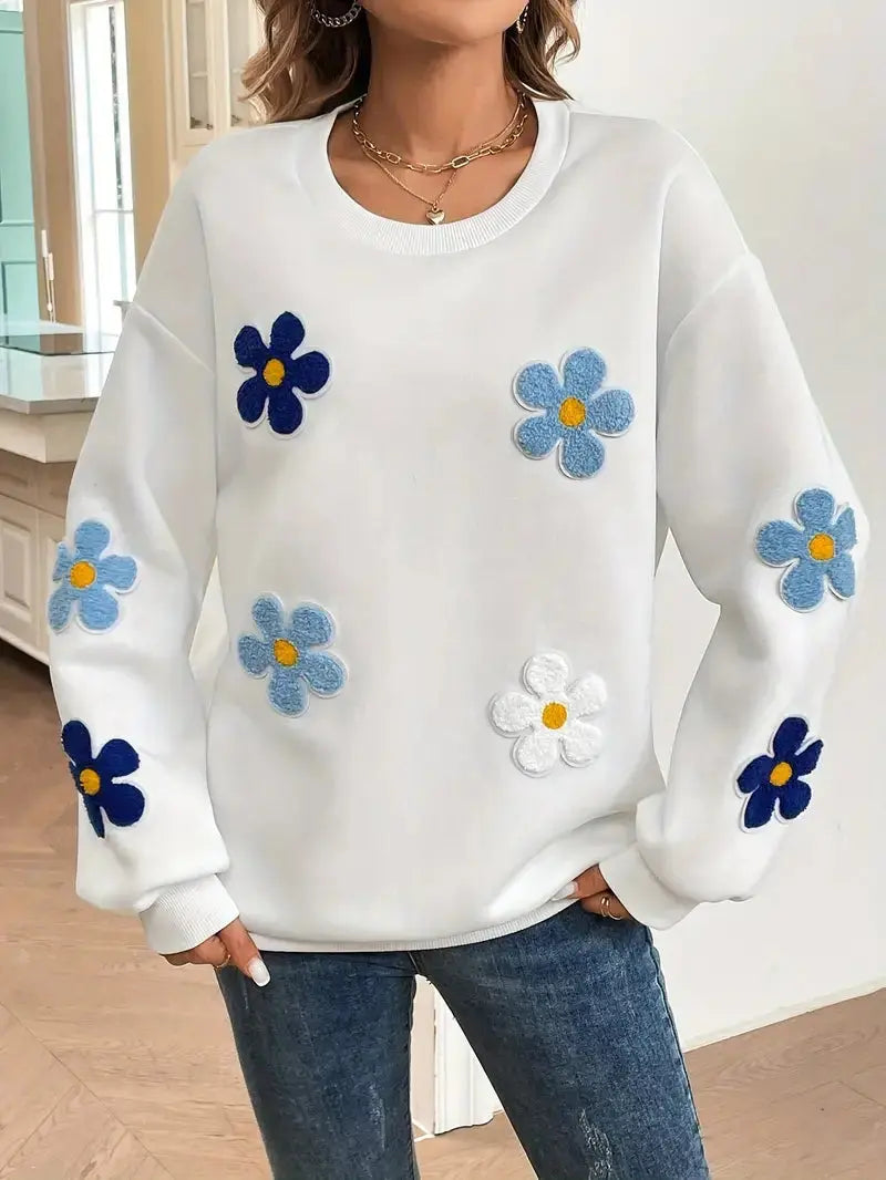 Weiches Baumwoll-Sweatshirt mit Floralem Muster für Damen Mivona