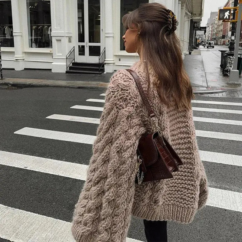 Vintage-Strickpullover mit Rundhalsausschnitt für Frauen Mivona