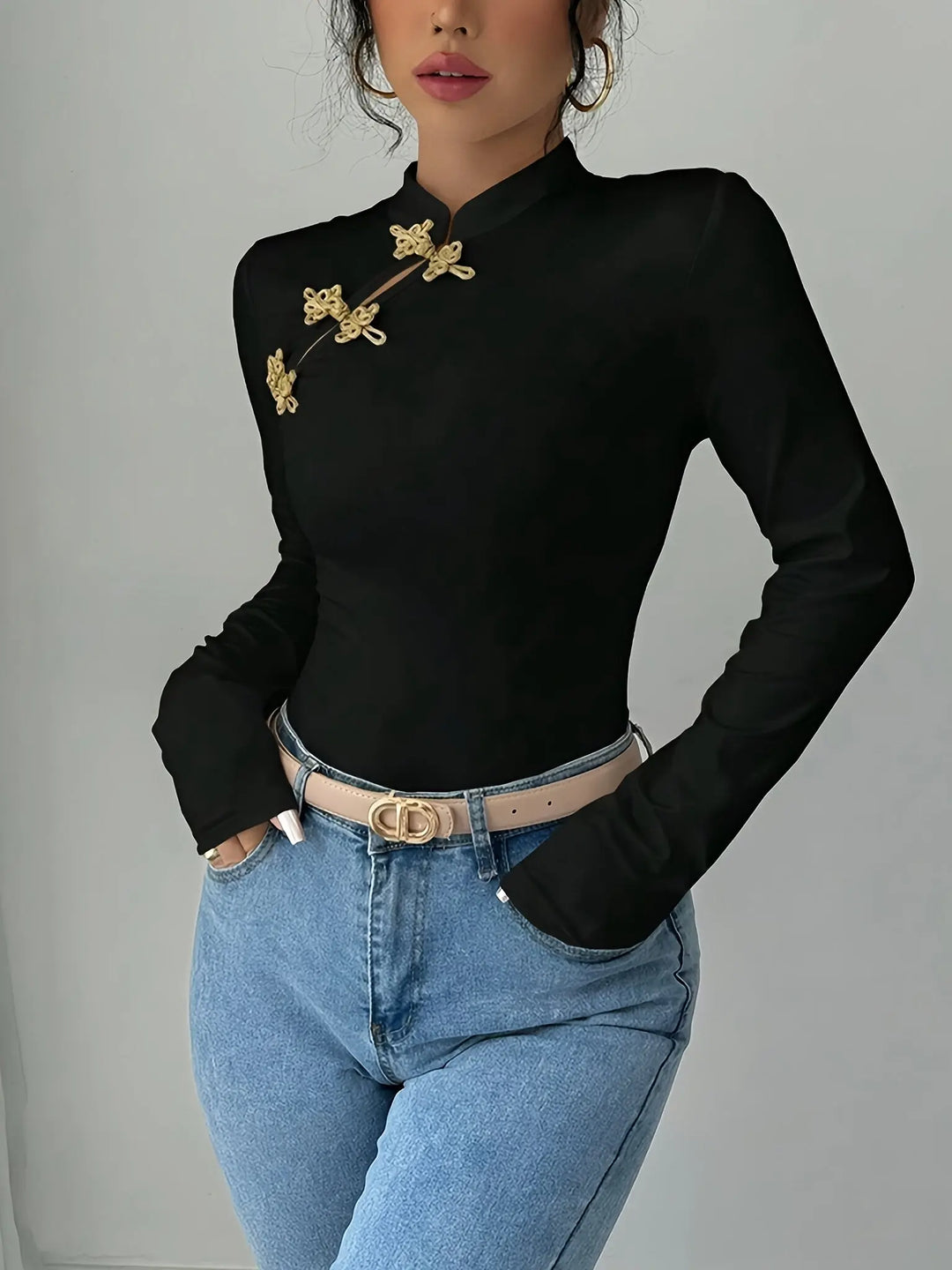 Langarmshirt mit Knoten-Details und Slim-Fit-Passform für Frauen Mivona