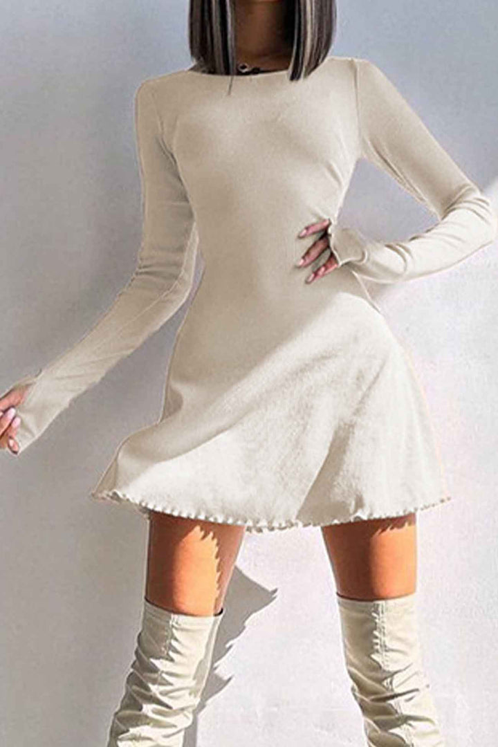 Minikleid Mit Rückengurt Und Langärmeln Für Frauen Mivona