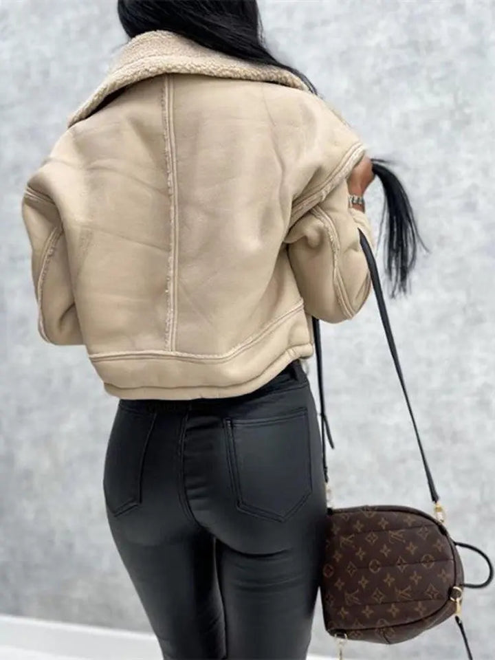 Lederjacke mit Kuscheligem Fleecefutter Für Frauen Mivona