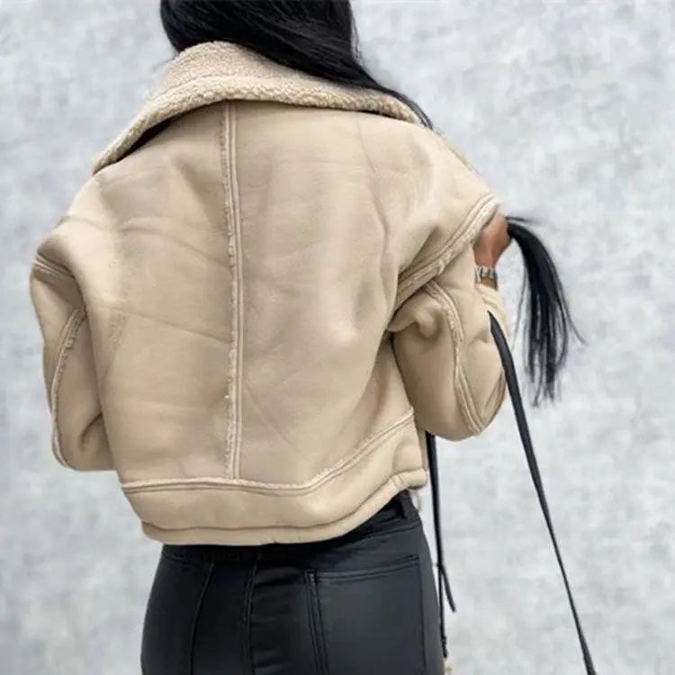Stilvolle Schicke Lederjacke Mit Fleecefutter Für Herbstwärme Für Frauen Mivona