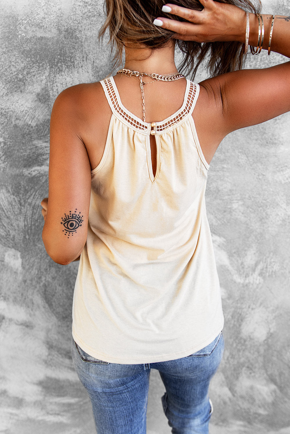 Apricotfarbenes Häkelspitzen-Tanktop Für Frauen Mivona