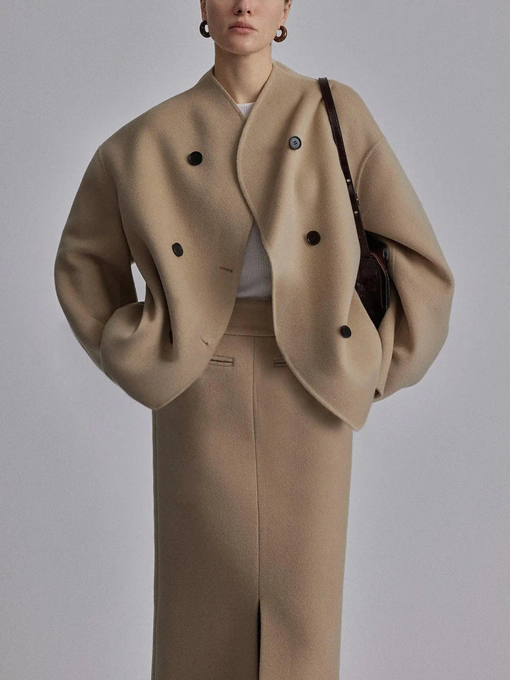 Oversized Damenmantel mit Doppelknopfverschluss für Damen Mivona