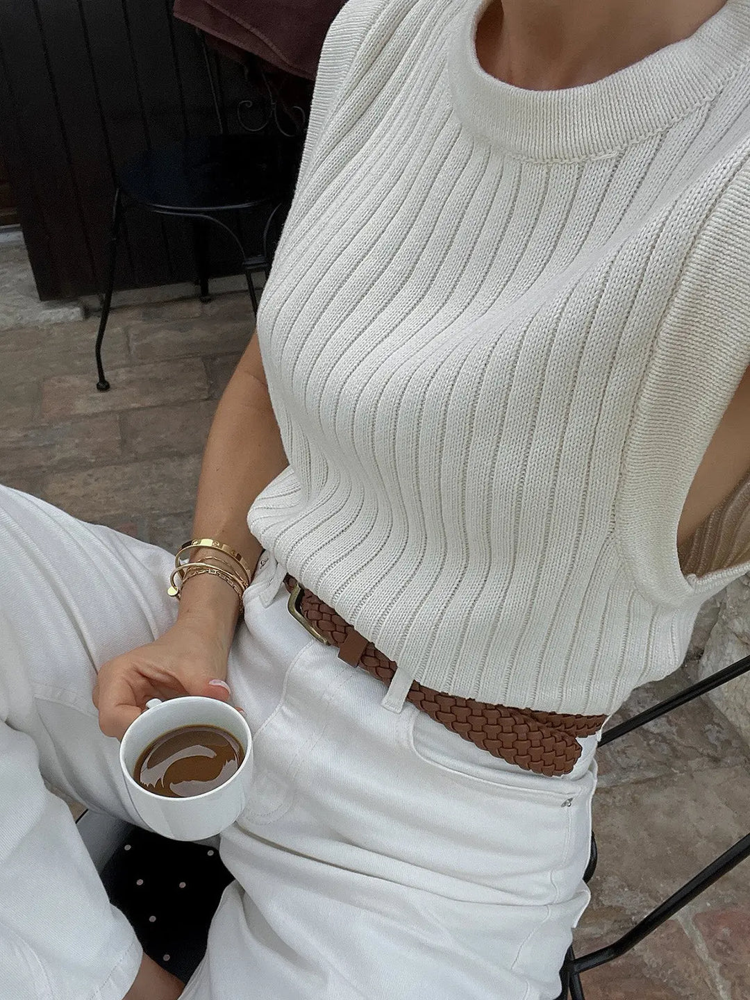 Ärmelloser Rundhals-Pullover Für Frauen Mivona