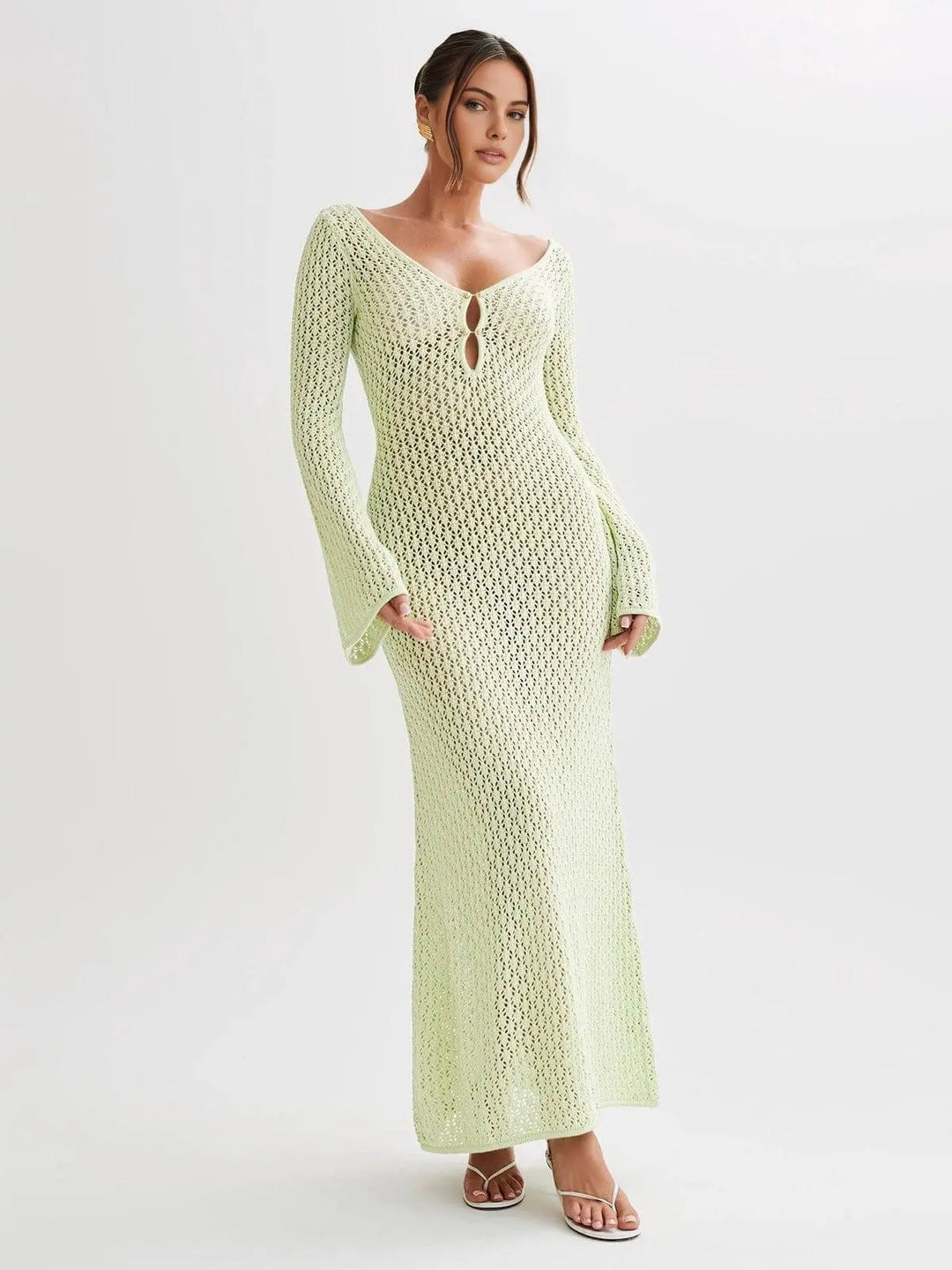 Gehäkeltes Strick Maxikleid mit elegantem Detail für Damen Mivona