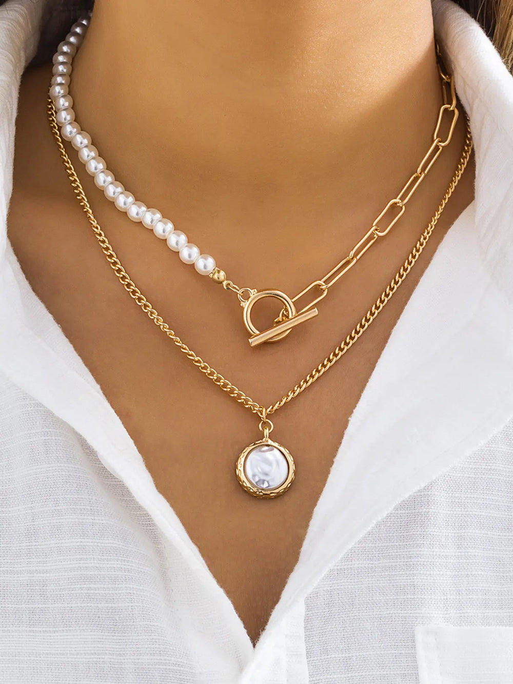Perlenanhänger Halskette Set mit elegantem Stil für Damen Mivona
