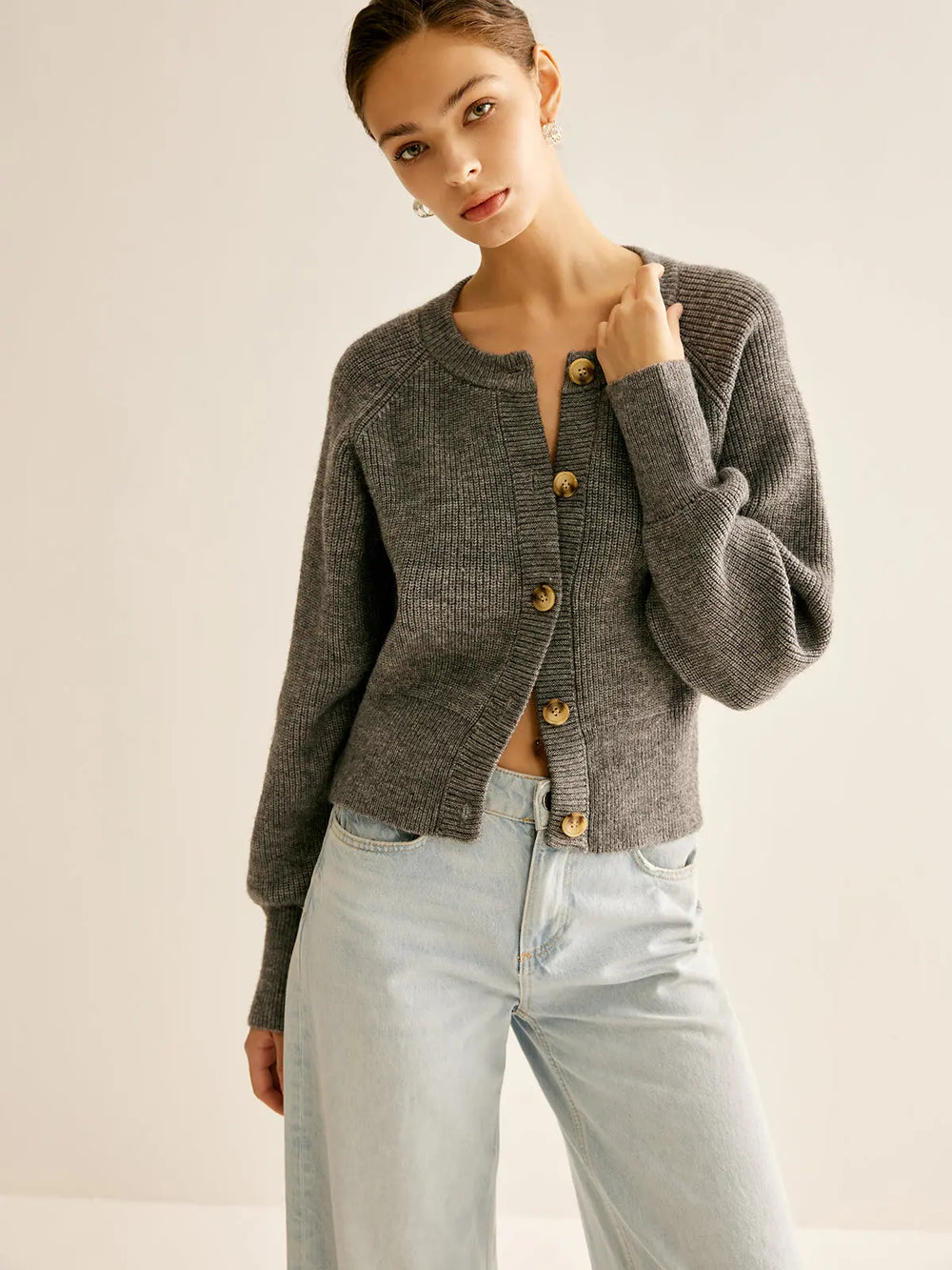 Strickcardigan mit Knopfleiste lässig & bequem für Frauen Mivona