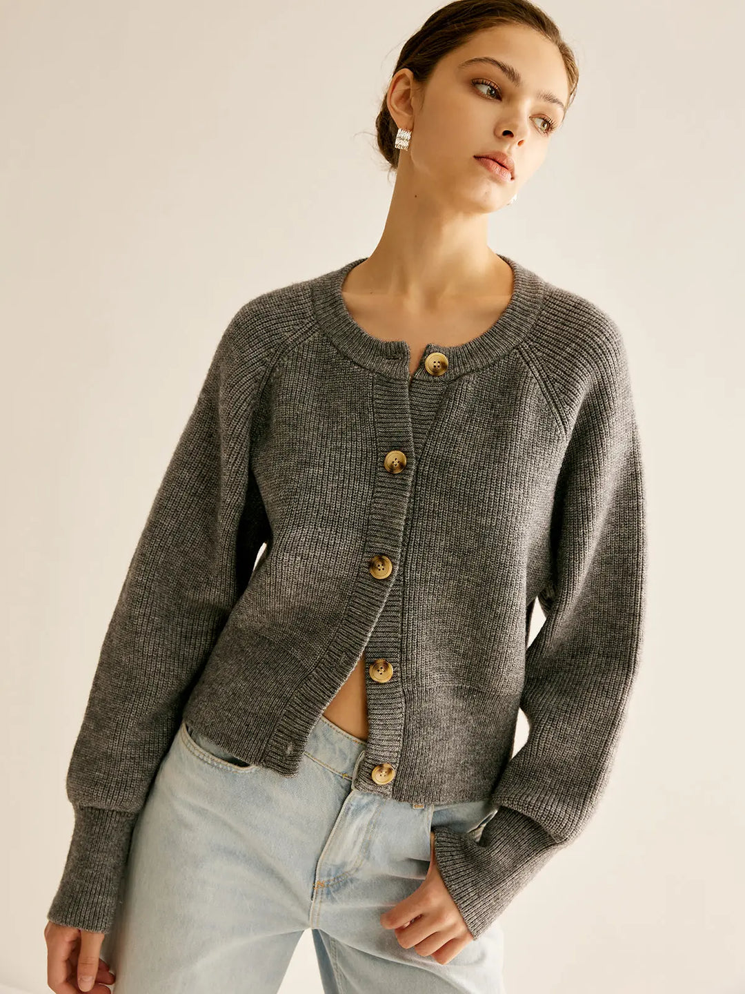 Strickcardigan mit Knopfleiste lässig & bequem für Frauen Mivona