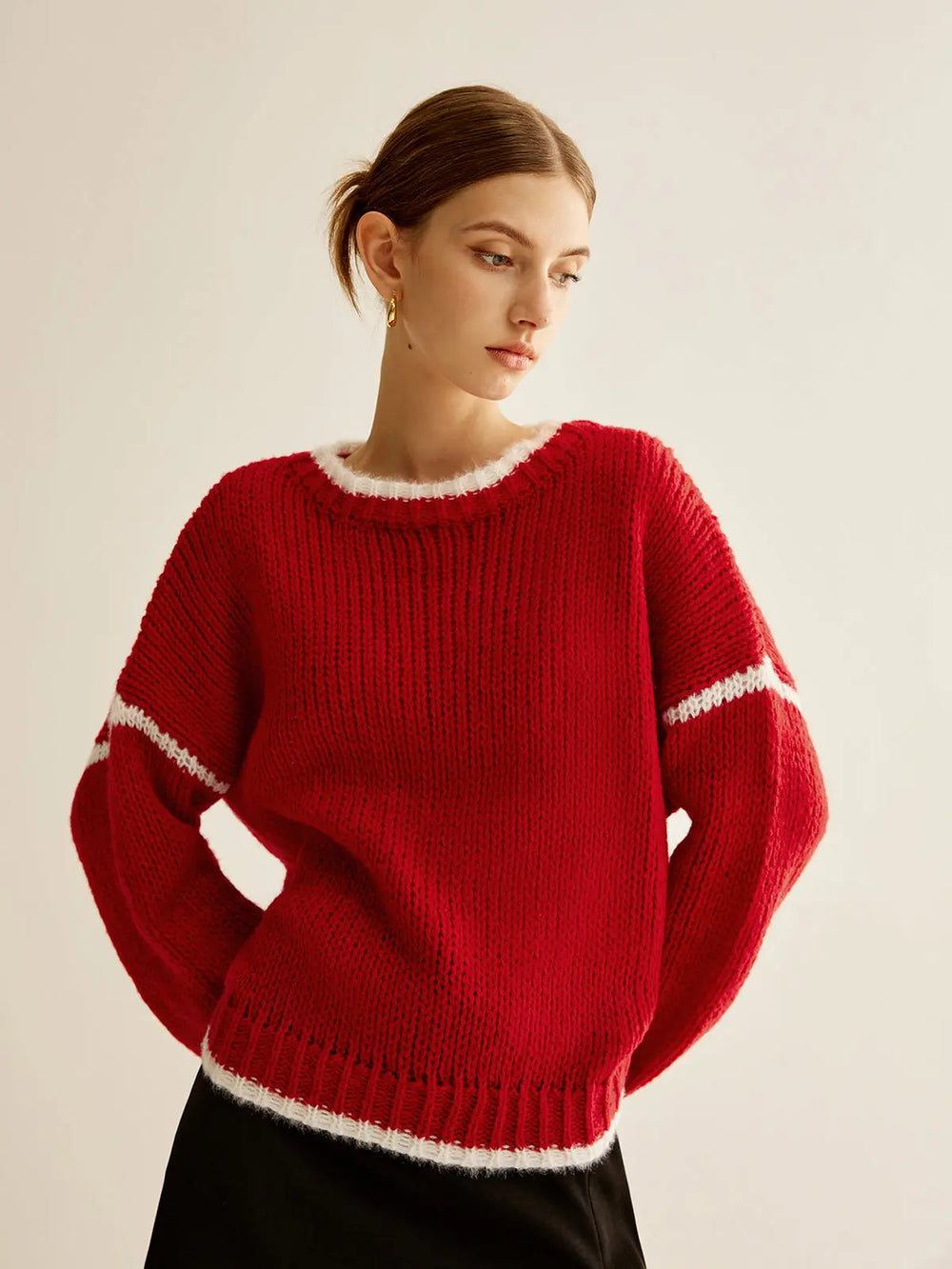 Gestrickter Pullover mit sportlichem Luxus und warmem Strick für Frauen Mivona