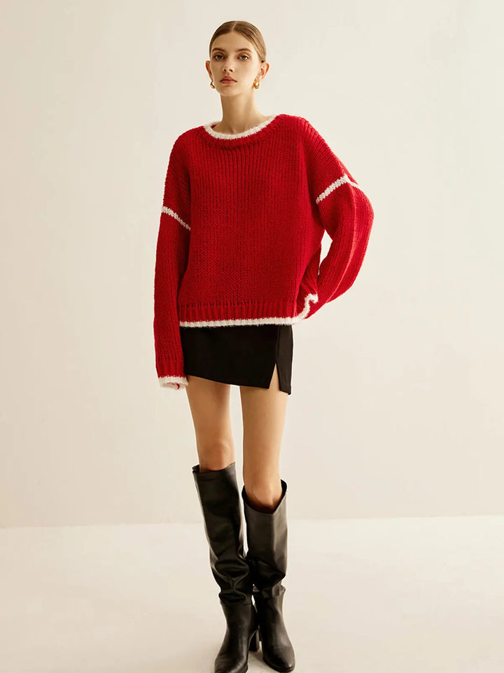 Gestrickter Pullover mit sportlichem Luxus und warmem Strick für Frauen Mivona