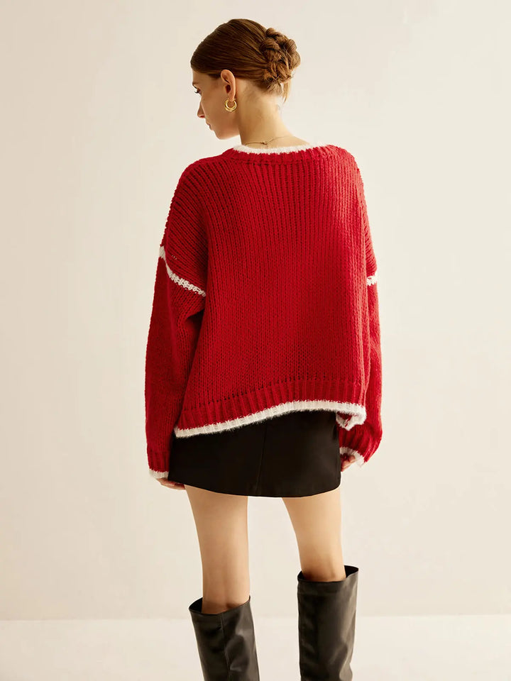 Gestrickter Pullover mit sportlichem Luxus und warmem Strick für Frauen Mivona