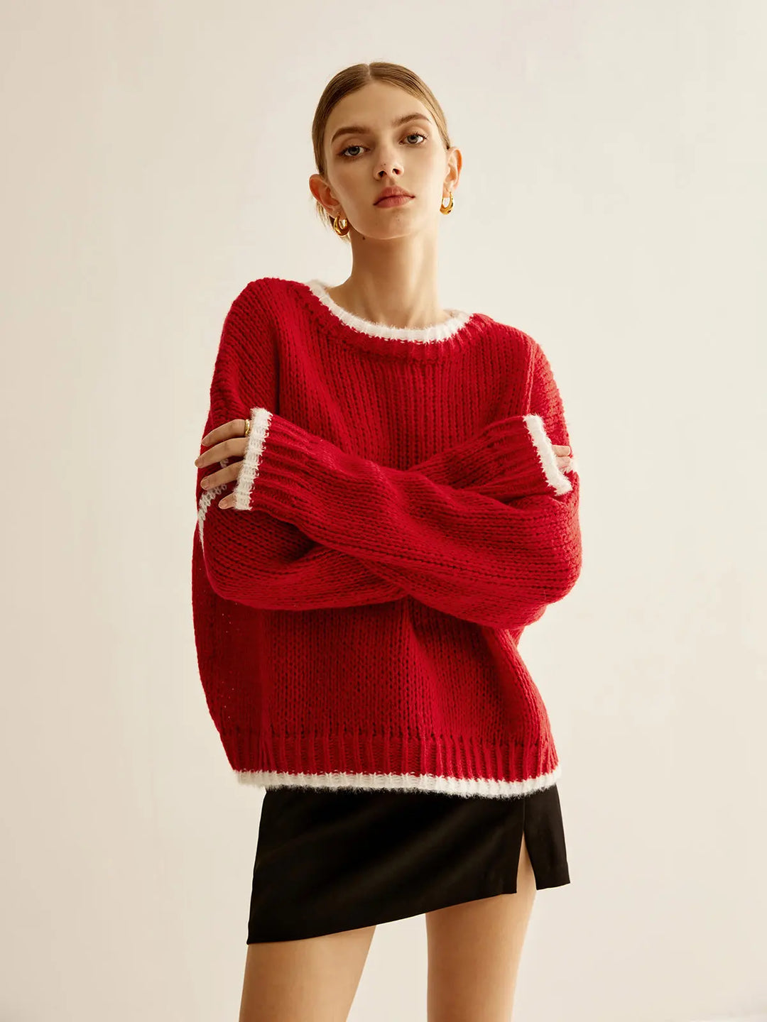 Gestrickter Pullover mit sportlichem Luxus und warmem Strick für Frauen Mivona