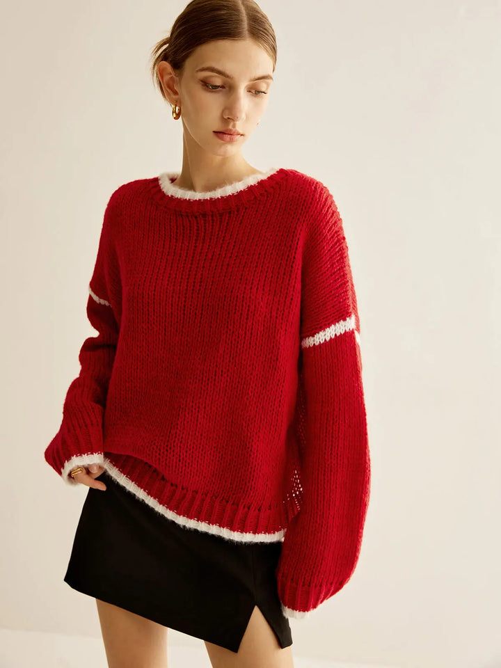 Gestrickter Pullover mit sportlichem Luxus und warmem Strick für Frauen Mivona