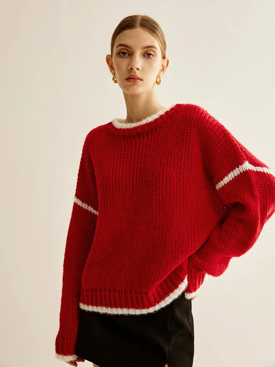 Gestrickter Pullover mit sportlichem Luxus und warmem Strick für Frauen Mivona