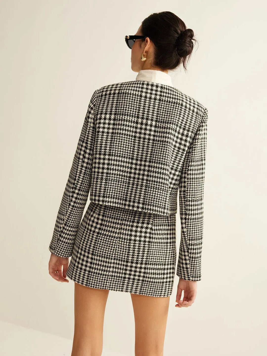 Eleganter Hahnentritt Wollblazer für Damen Mivona