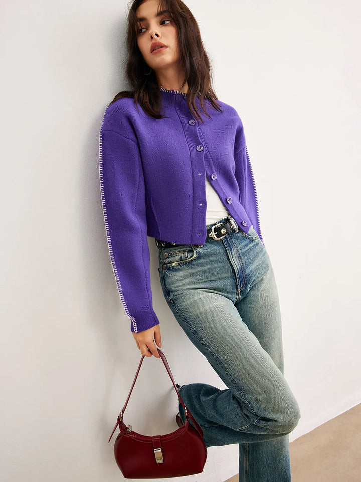 Strickcardigan mit Kontrastdetails für Frauen Mivona