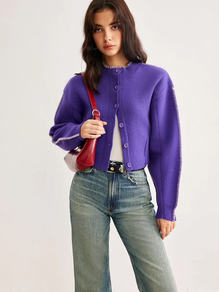 Strickcardigan mit Kontrastdetails für Frauen Mivona
