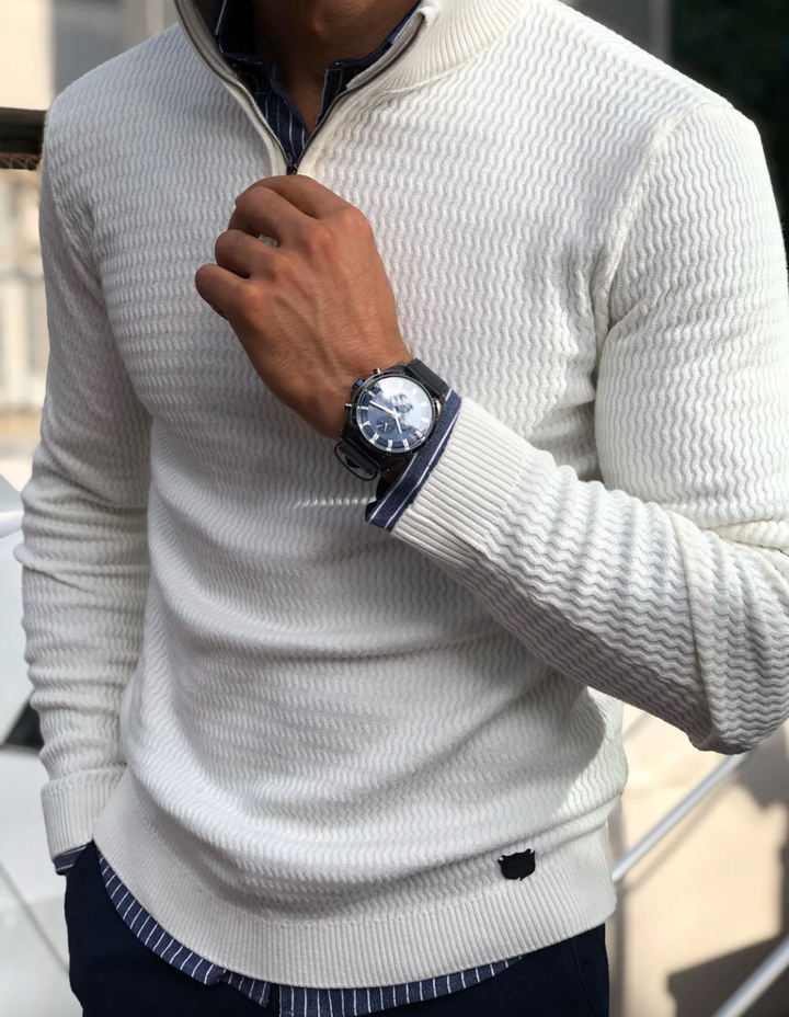 Moderner Halbzip Pullover mit Strukturiertem Strick für Herren Mivona