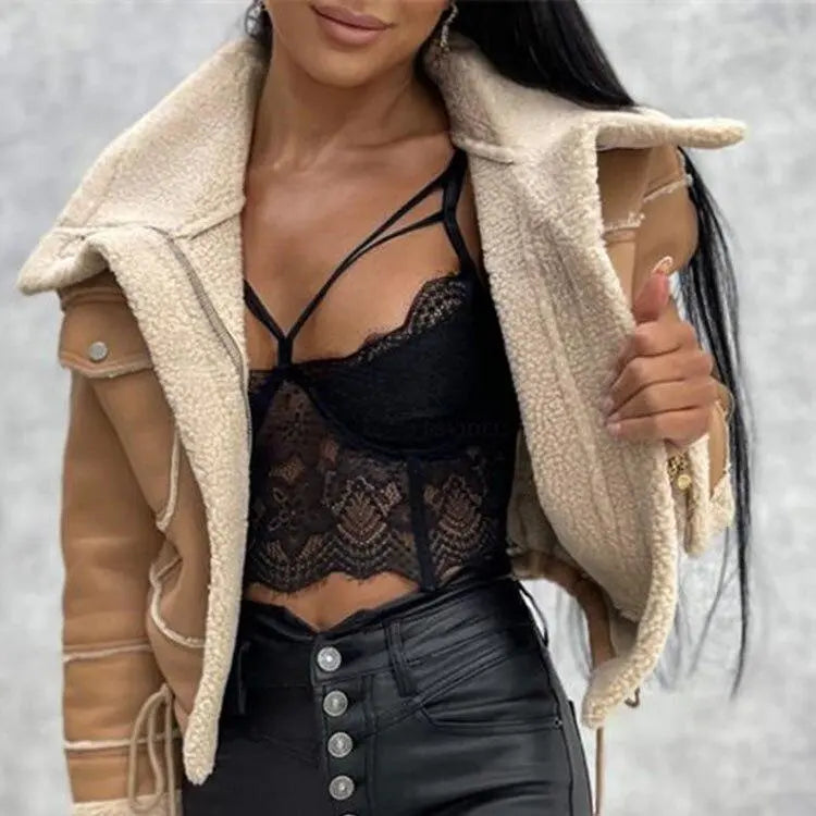 Stilvolle Schicke Lederjacke Mit Fleecefutter Für Herbstwärme Für Frauen Mivona