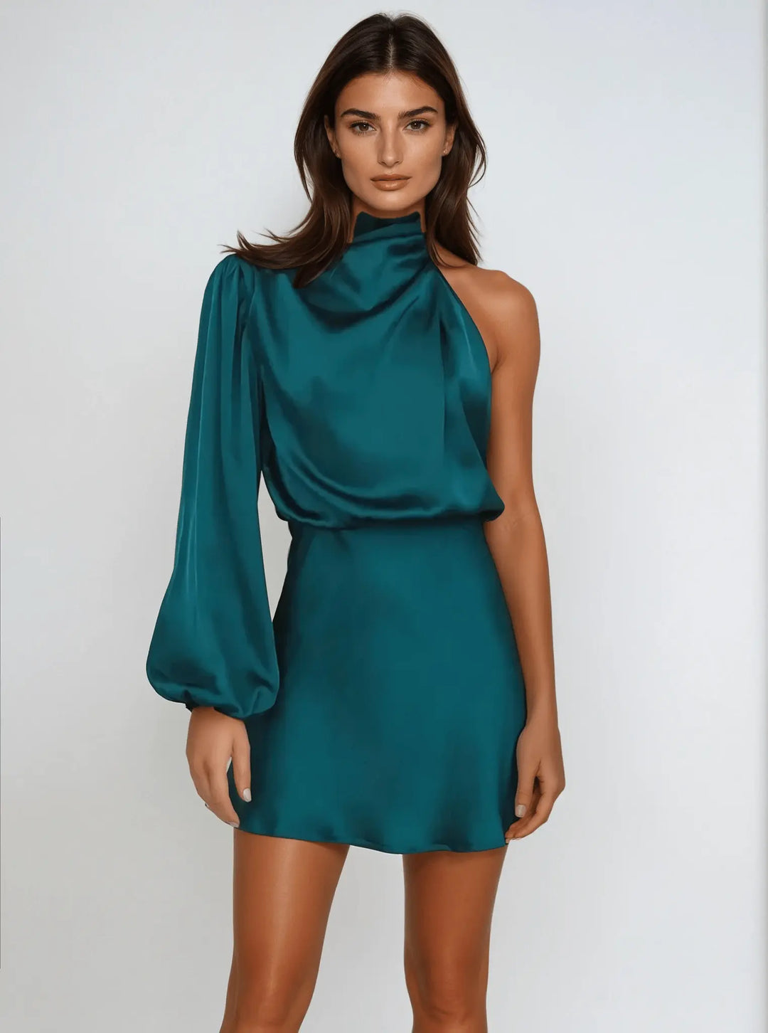 Stilvolles One Shoulder Satinkleid für Frauen Mivona