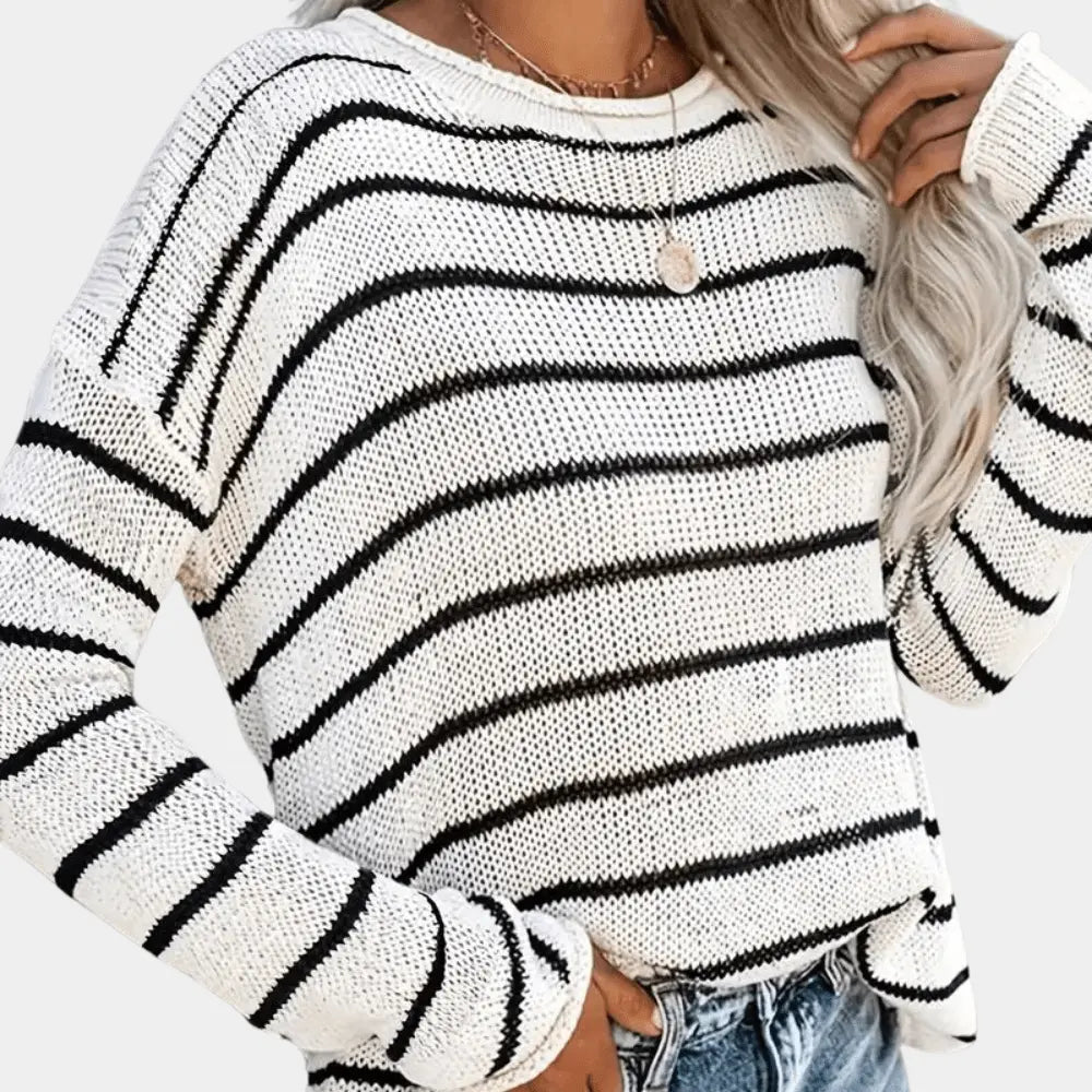 Gestrickter Damenpullover mit stilvollen Streifen Für Frauen Mivona