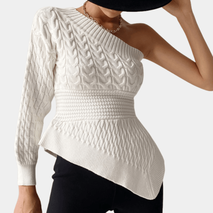 Gestrickter Damenpullover mit One-Shoulder-Design Für Frauen Mivona