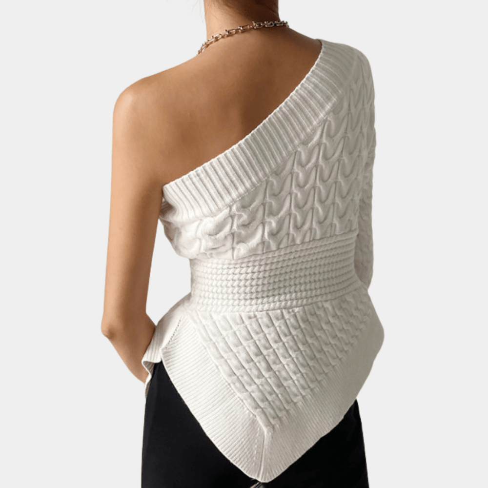 Gestrickter Damenpullover mit One-Shoulder-Design Für Frauen Mivona