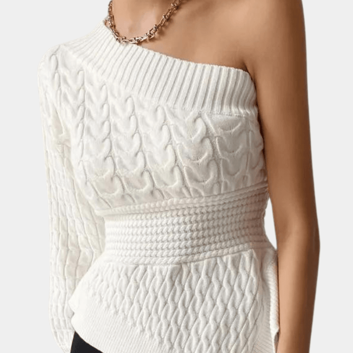 Gestrickter Damenpullover mit One-Shoulder-Design Für Frauen Mivona
