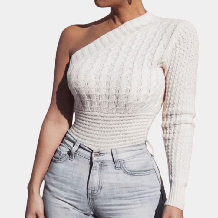 Gestrickter Damenpullover mit One-Shoulder-Design Für Frauen Mivona
