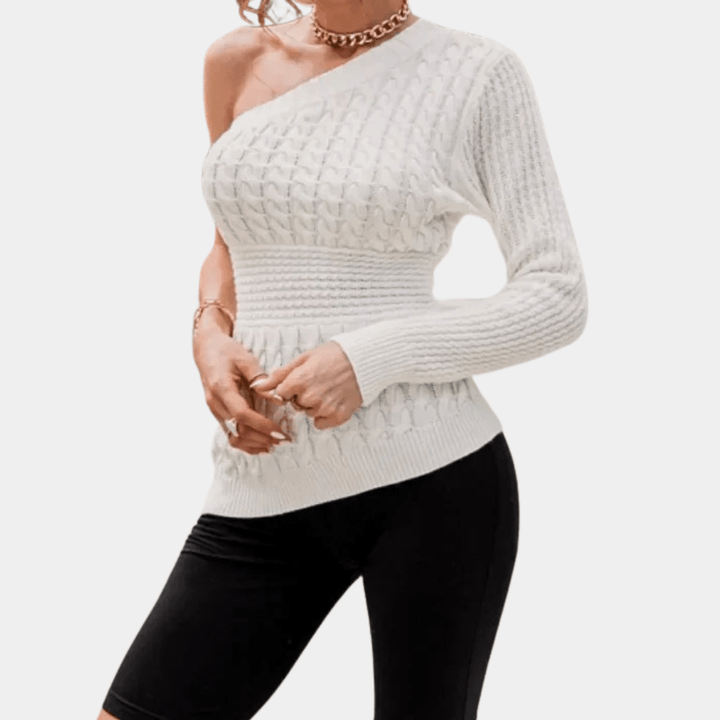 Gestrickter Damenpullover mit One-Shoulder-Design Für Frauen Mivona