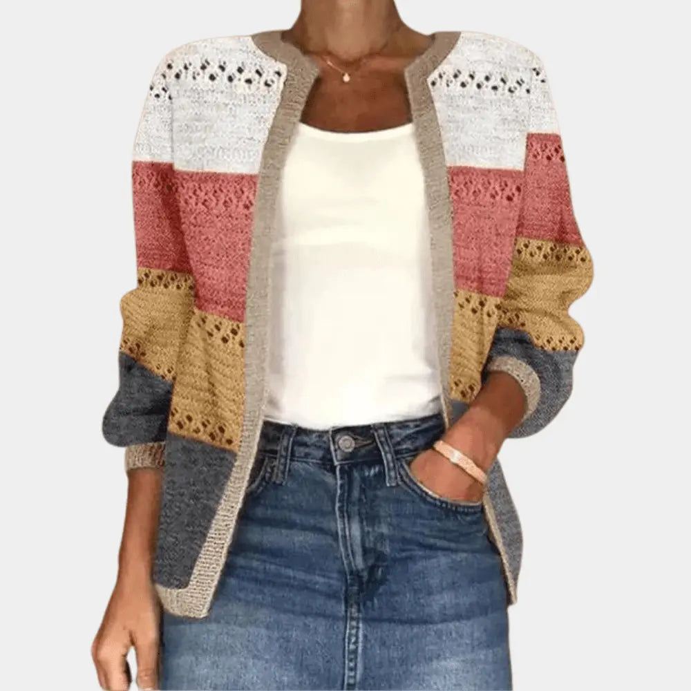 Gehäkelte Weste im Blockdesign mit Retro Charme für Frauen Mivona