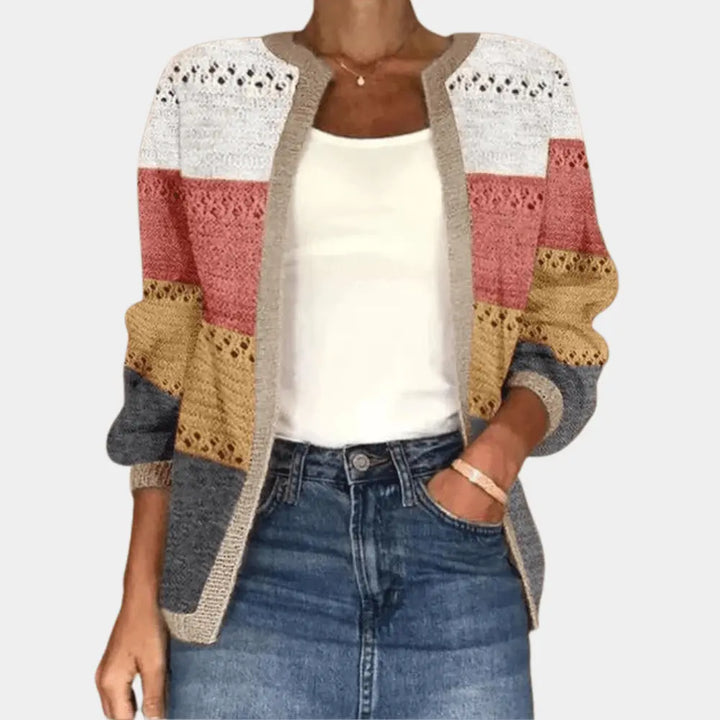 Gehäkelte Weste im Blockdesign mit Retro Charme für Frauen Mivona