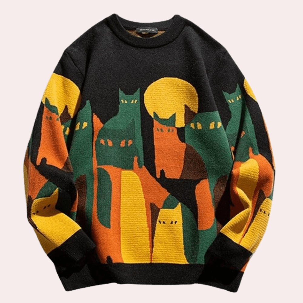 Damenpullover mit bezauberndem Katzen-Print-Design Für Frauen Mivona