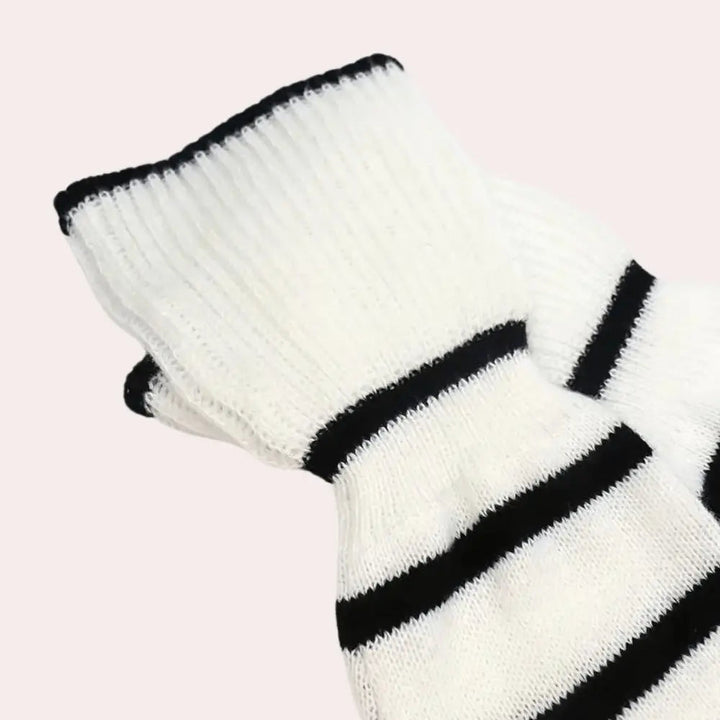 Gestreifter Rollkragenpullover Lang Winter Damen