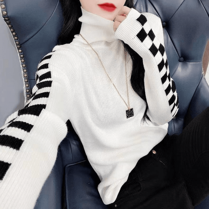 Gemütlicher Rollkragenpullover Mit Karo-Design Für Frauen Mivona