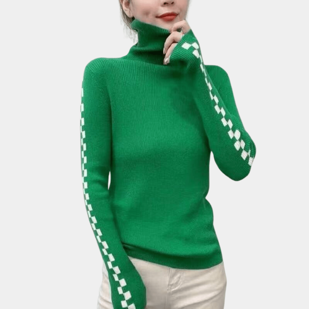 Gemütlicher Rollkragenpullover Mit Karo-Design Für Frauen Mivona