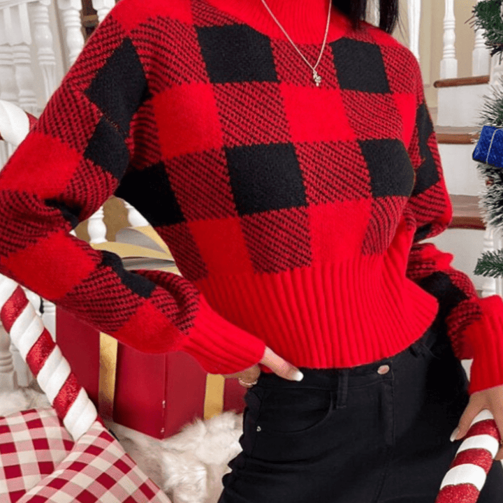 Stilvoller Damenpullover mit modernem Karo-Design Für Frauen Mivona
